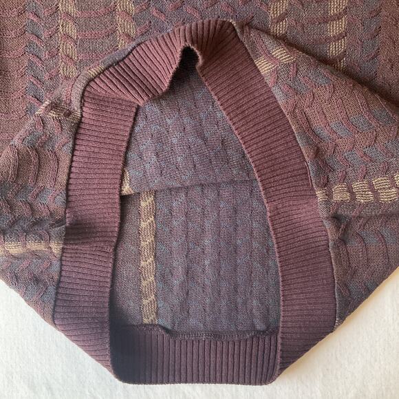 Segreto Men Sweatshirt size L Burgundy Geometric Long Sleeve Pullover - Picture 8 of 10